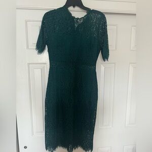 LULUS forest green lace midi dress